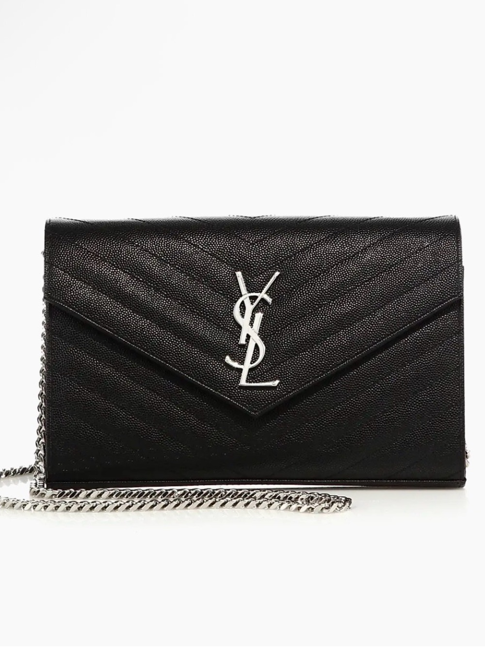 🖤  🤍 Saint Laurent YSL Monogram Large Wallet on Chain in Grained Leather